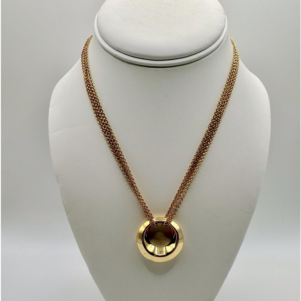 Unique Modernist Gold Multi-strand Necklace Hollow Circle Pendant